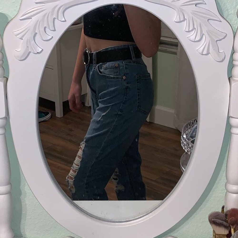 blue ripped jeans